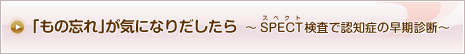 「もの忘れ」が気になりだしたら　～SPECT検査で認知症の早期診断～