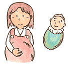 妊婦と赤ちゃんのイラスト