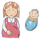 妊娠女性と子供のイラスト