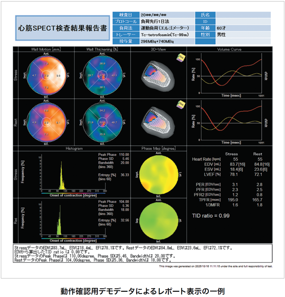 動作確認用デモデータによるレポート表示の一例