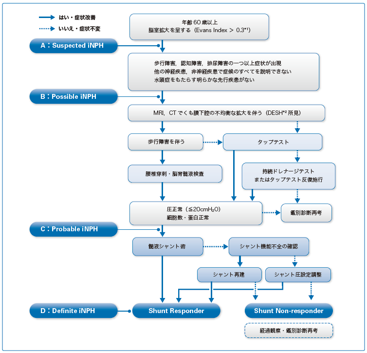 特発性正常圧水頭症(iNPH)の診断と治療に関するアルゴリズム