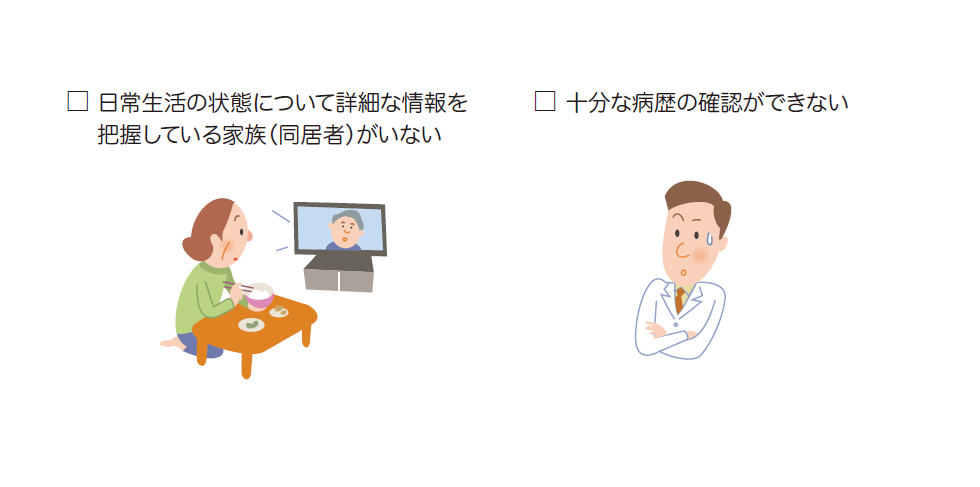 問診で十分な情報が得られない場合のチェック項目